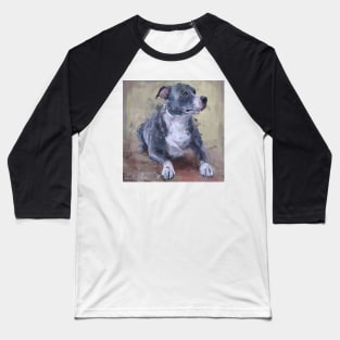 Loose Painting of a Gray Pit Bull Baseball T-Shirt